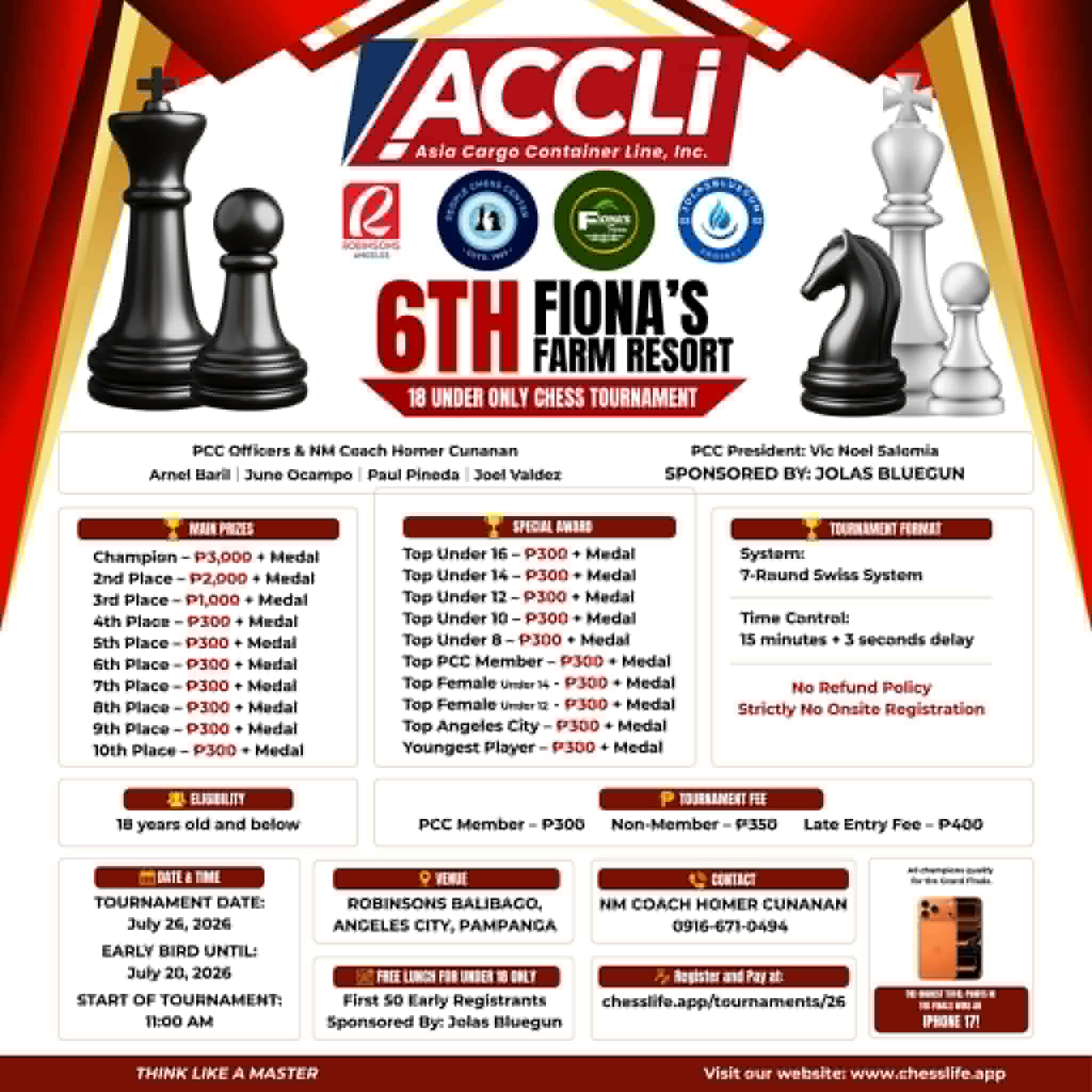 6th FIONA'S FARM RESORT 18-Under Only Chess Tournament logo