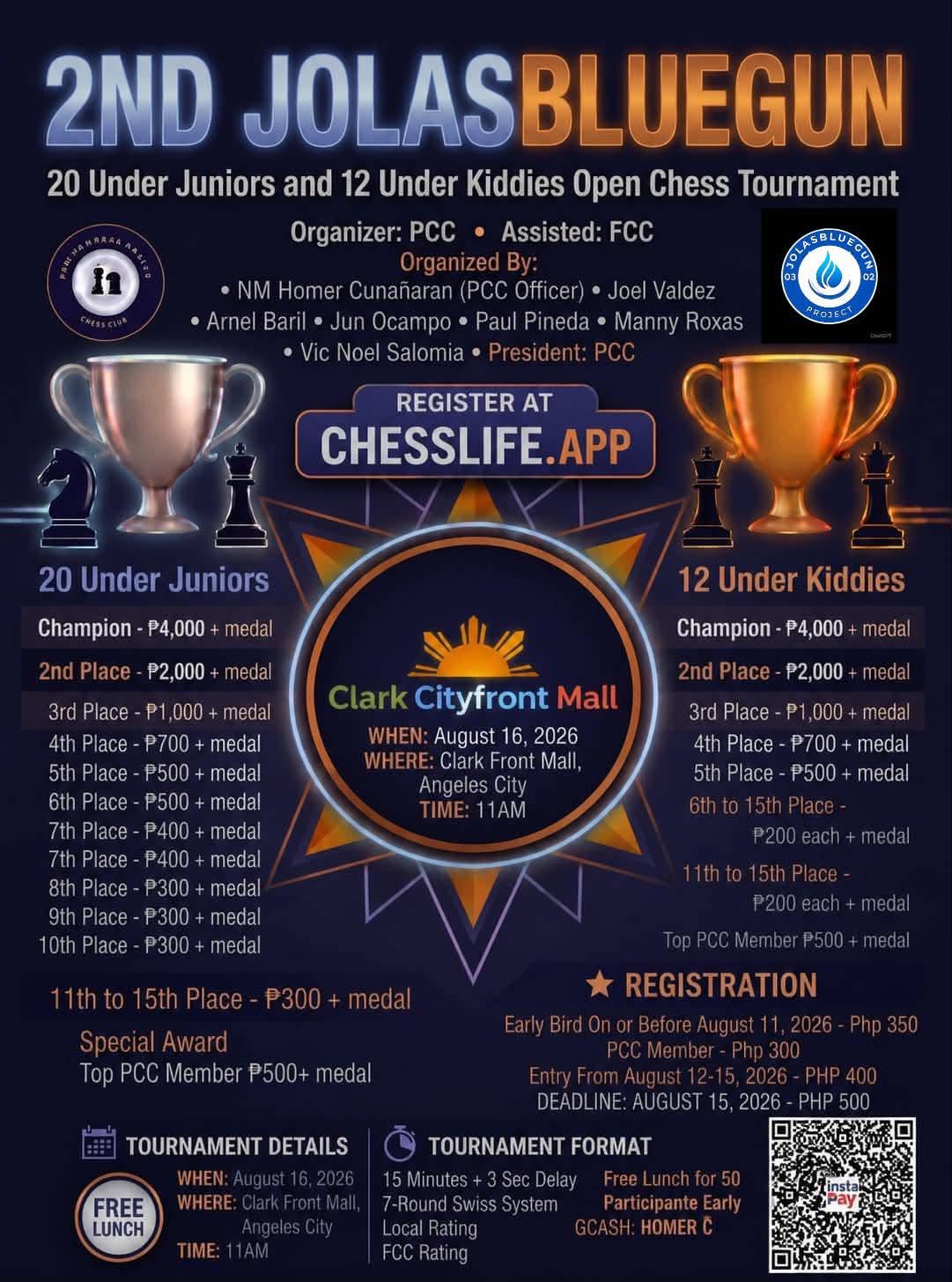 2nd JOLAS BLUEGUN  12 Under Juniors Open Chess Tournament logo