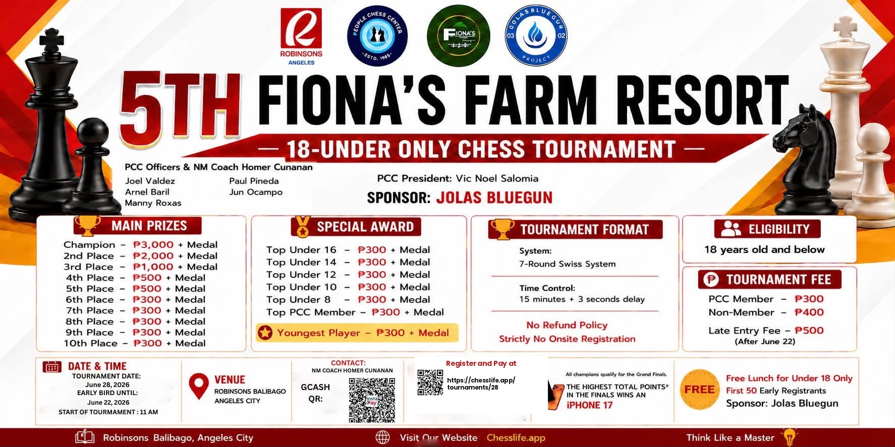 5th FIONA'S FARM RESORT 18-Under Only Chess Tournament logo
